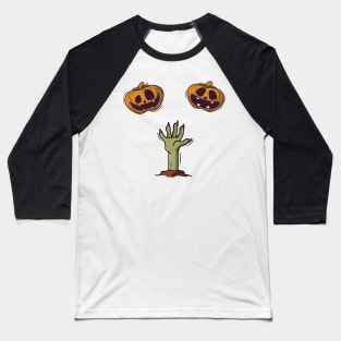 Spooky Pumpkin and Zombie Hand Baseball T-Shirt